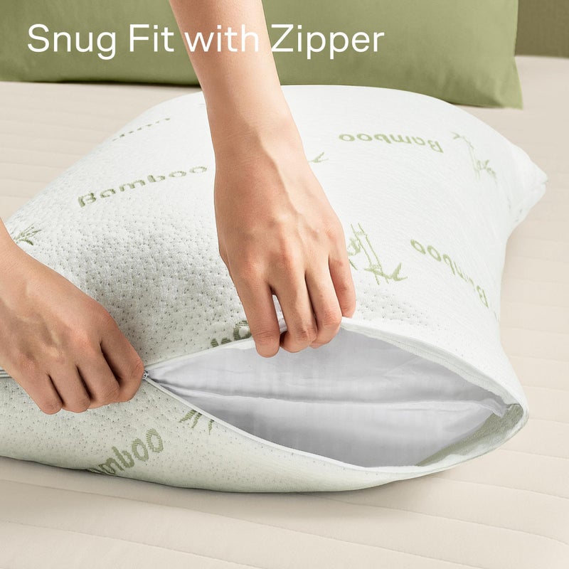 Niagara Sleep Solution Cloud-Like Pillow Protectors with Zipper Queen Size - Breathable Cooling Pillow Covers for Hot Sleeprers - 100% Resistant to Stains, Dust & Dirt (Green 2-Pack) - Image 5